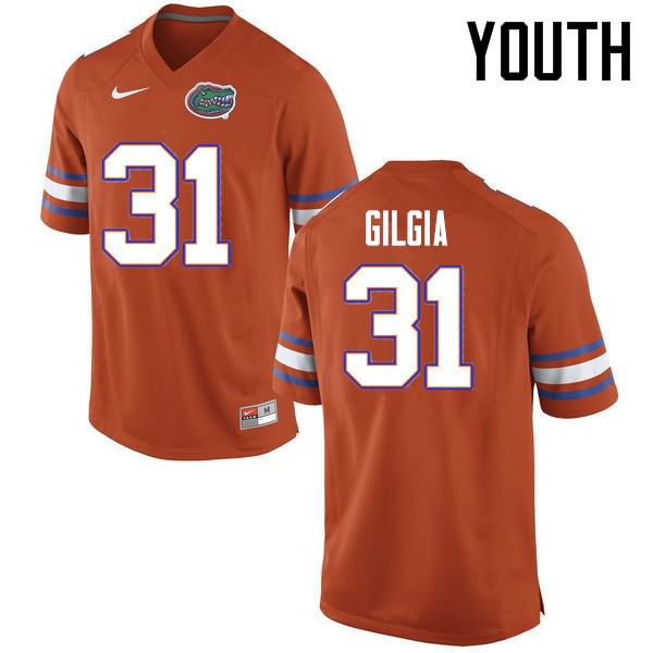 NCAA Florida Gators Anthony Gigla Youth #31 Nike Orange Stitched Authentic College Football Jersey DCI0064SY
